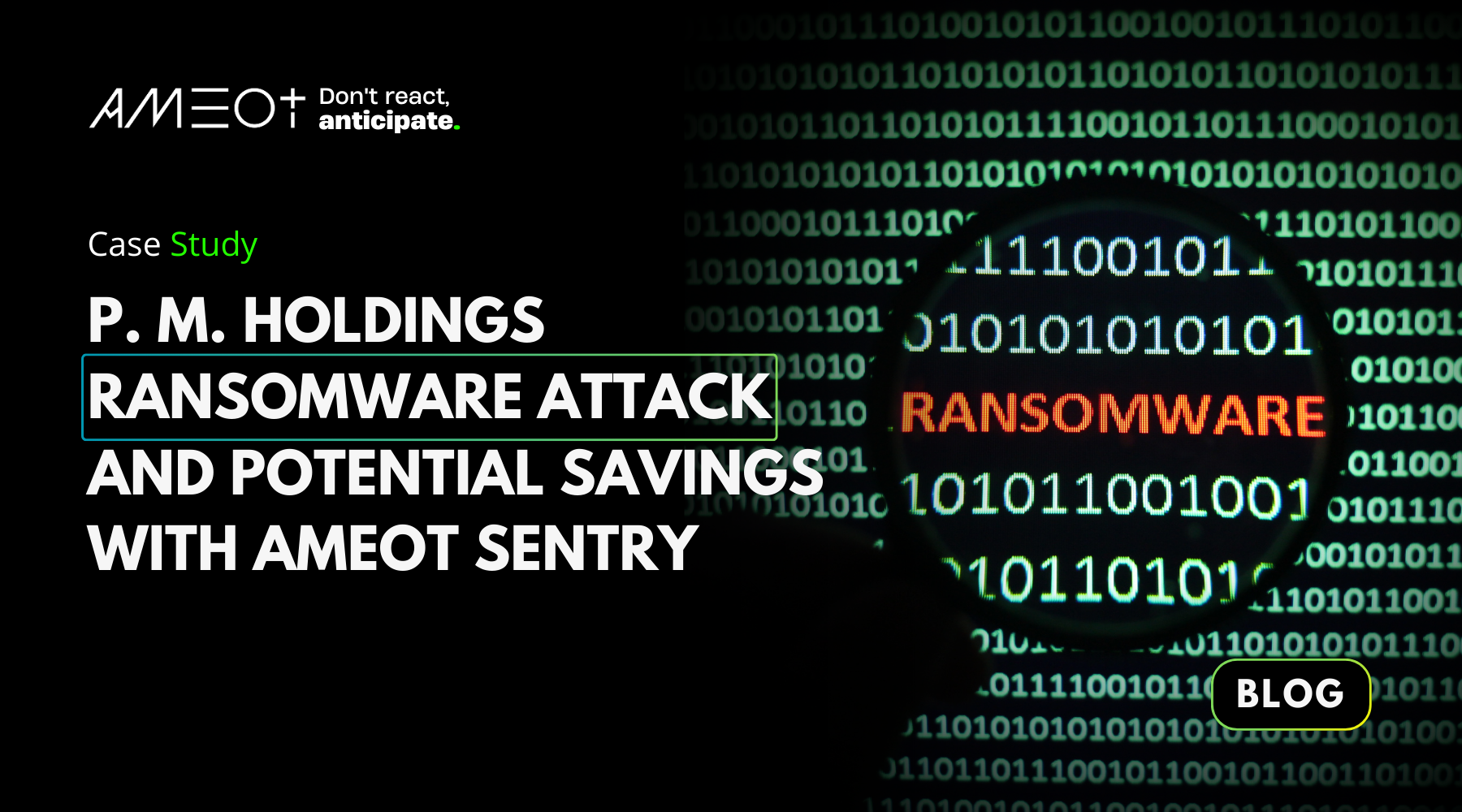 Case Study: P. M. Holdings Ransomware Attack and Potential Savings with AMEOT Sentry